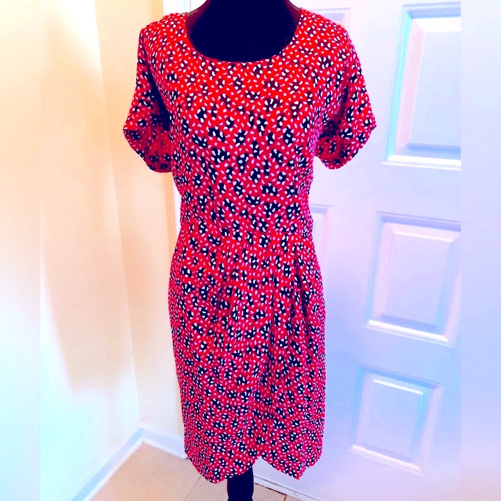 Givenchy Couture Vintage Red And Black Silk Dress Excellent Condition Size 8